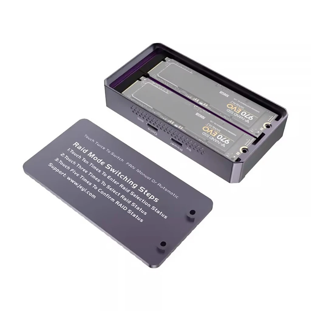 20Gbps HDD Case Dual Bay External Aluminium Hard Drive Enclosure Case HDD Array for M.2 NVME Hard Disk Array With RAID Function