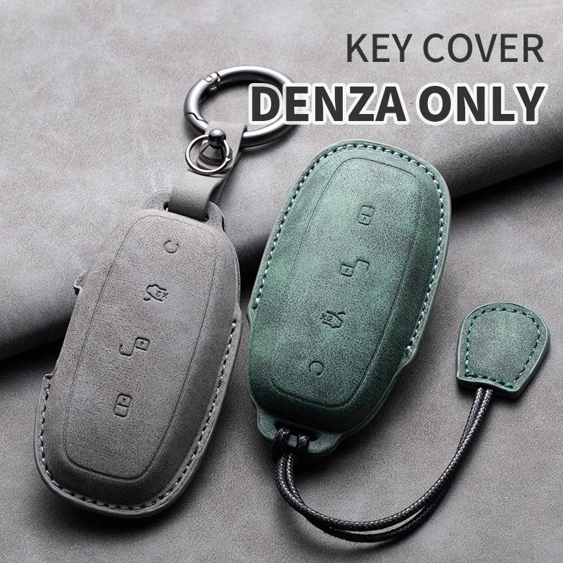 جلد الغنم سيارة الذكية مفتاح بعيد غطاء قذيفة حامي ل Denza D9 DM-i 2022 2023 سيارة التصميم المفاتيح اكسسوارات #4