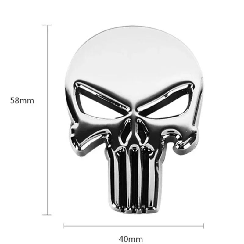 3D Metal Punisher Skull Skeleton Head Emblem Logo Sticker Modified Scratch Fuel Tank Sticker Decoration Car Accessories