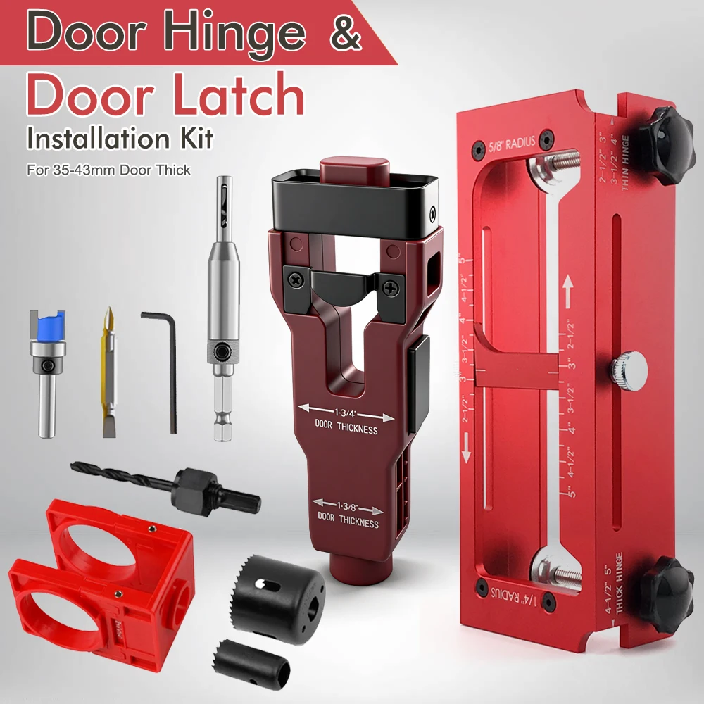 Door Hinge Jig, Aluminum Alloy Door Hinge Template Kit For Router, Adjustable Mortise Jig Fits Door Hinges