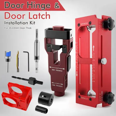 Door Hinge Jig, Aluminum Alloy Door Hinge Template Kit For Router, Adjustable Mortise Jig Fits Door Hinges