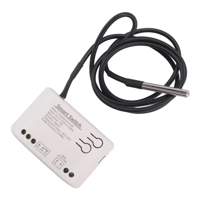 B67CTuya Smart Zigbee Switch with Temperature Sensor Passive Dry Contact Zigbee Relay Work with Home Assistant AC 85-250V