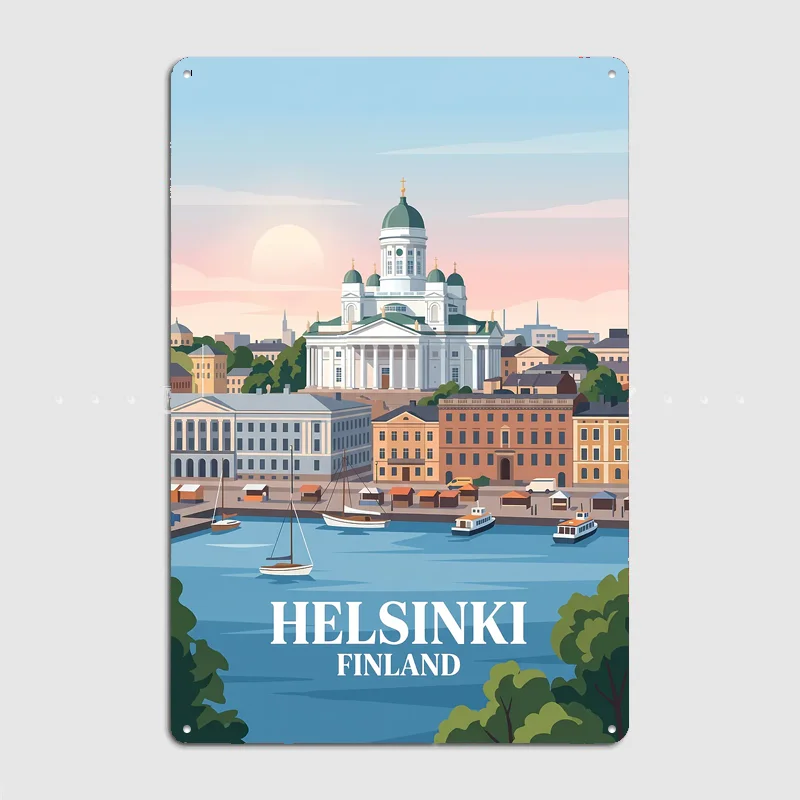 Helsinki Finland Travel Poster Metal Custom Sign Living Room Wall Indoor Decor Room Decoration Bedroom Posters Home Decor