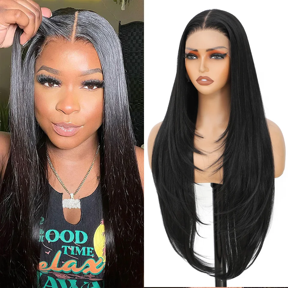 

Синтетический парик фронта шнурка 13x4 для косплея, прямые 13x4, прозрачные парики фронта шнурка, плотность 180%, парики из высокотемпературного волокна