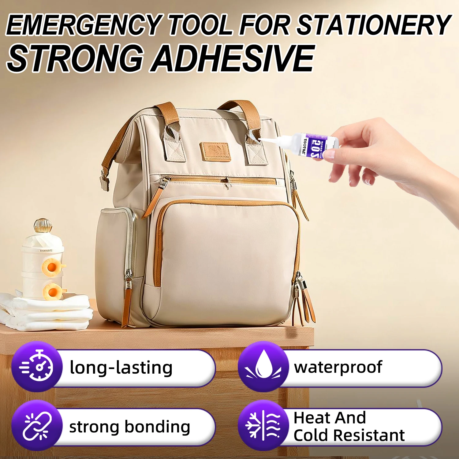 

Супербыстросохнущий клей 502, используемый для ежедневного ремонта канцелярских товаров, пластика и дерева, прозрачный и без запаха.