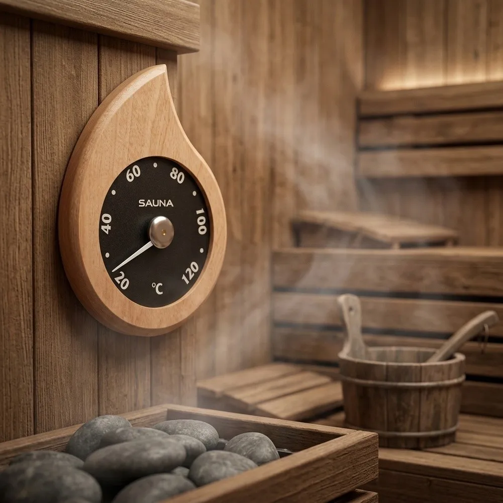 For Premium Wooden Sauna Thermometer with Large Clear for Fahrenheit Measurement 17x14x2cm Humidity Resistant Build