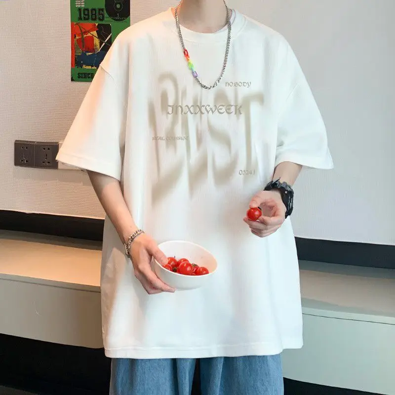 

Basic Fashionable Letter T-shirts Summer Youthful Vitality Men's Clothing O-Neck Loose Printed Casual Short Sleeve Pullovers New