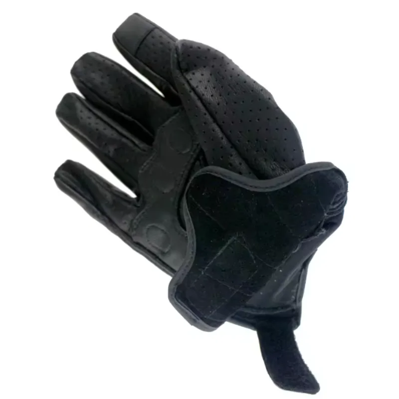 Men's Touchscreen Motorcycle Gloves - Genuine Leather Summer Riding Gloves for Scooter & Motorbike - Racing Style Design