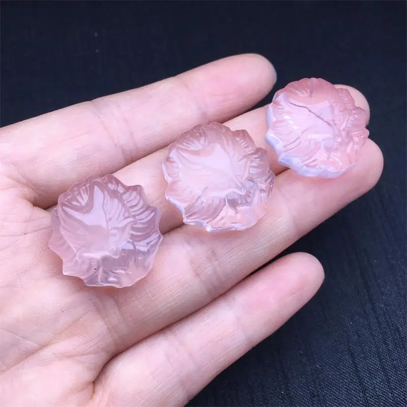 5PCS Natural Rose Quartz Nine-tailed Fox Pendant Reiki Healing Gemstone Home Room Decoration Ornament Christmas Gift 17-21MM