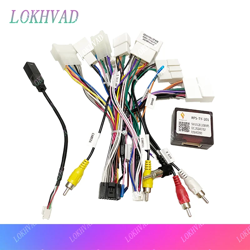 

16-контактный автомобильный радиоприемник Android, кабель питания с Canbus для Toyota RAV4/C-HR/Highlander/Levin/Corolla/Camry