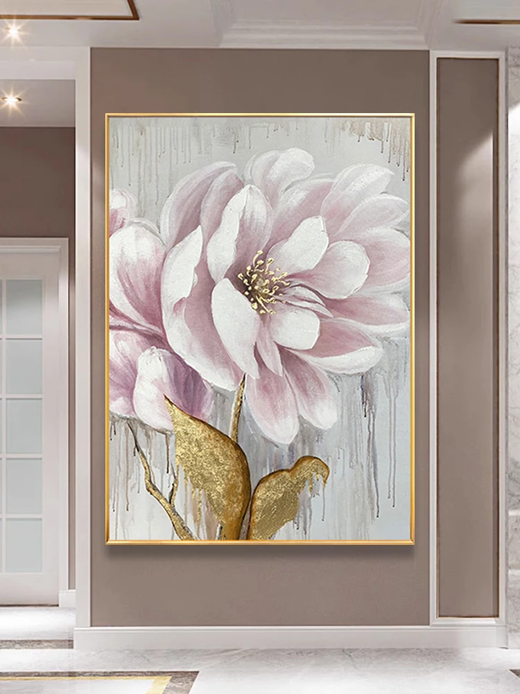 

Handmade Painting Modern Minimalist Peony Flower Living Room Decorative Abstract Rich Flowers Blooming