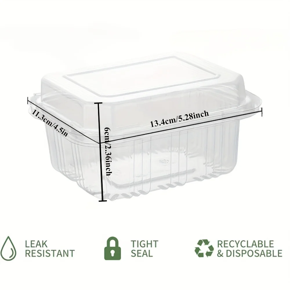 Disposable Transparent Plastic Packaging Box (50 Count) with Cover, Disposable Plastic to Go Boxes fruit and vegetable box, Used