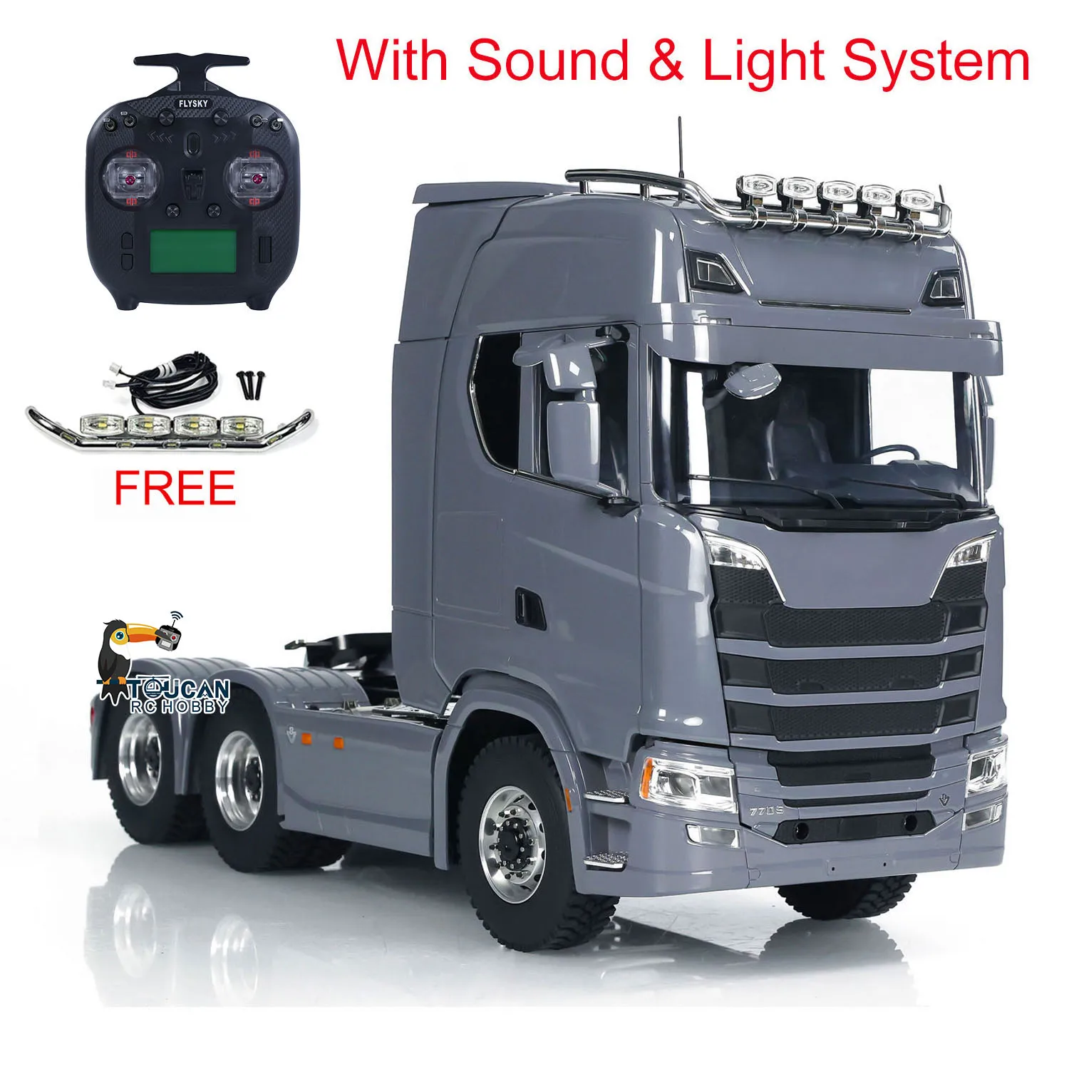 MD 770S 1/14 RC 트랙터 트레일러 6X6 타미야 트럭 (개폐식 도어, 라이트, 사운드 시스템, 리모컨 포함)