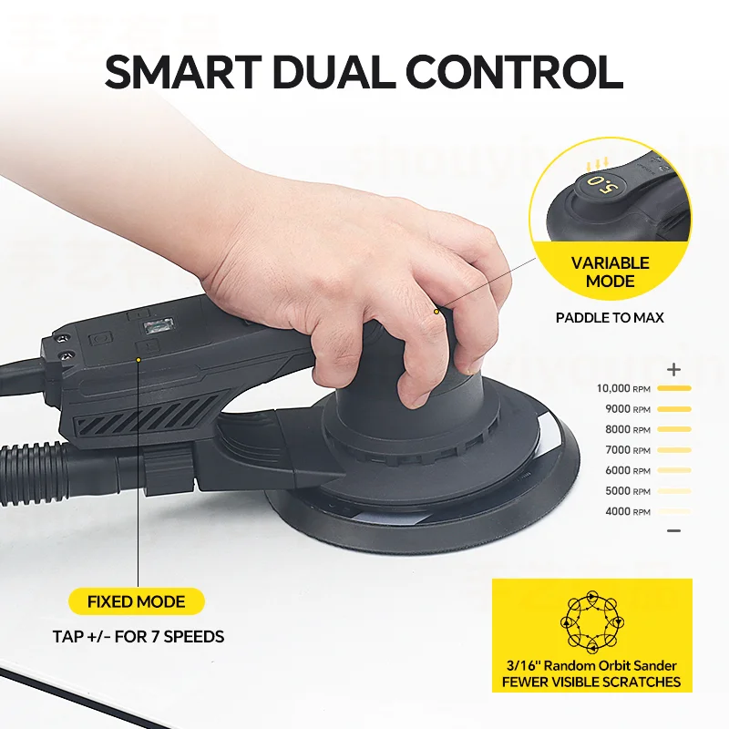 Brushless Orbital Sander 10000rpm 7Gears Digital Display Electric Polisher for Car Polishing Sanding Machine Power Tools