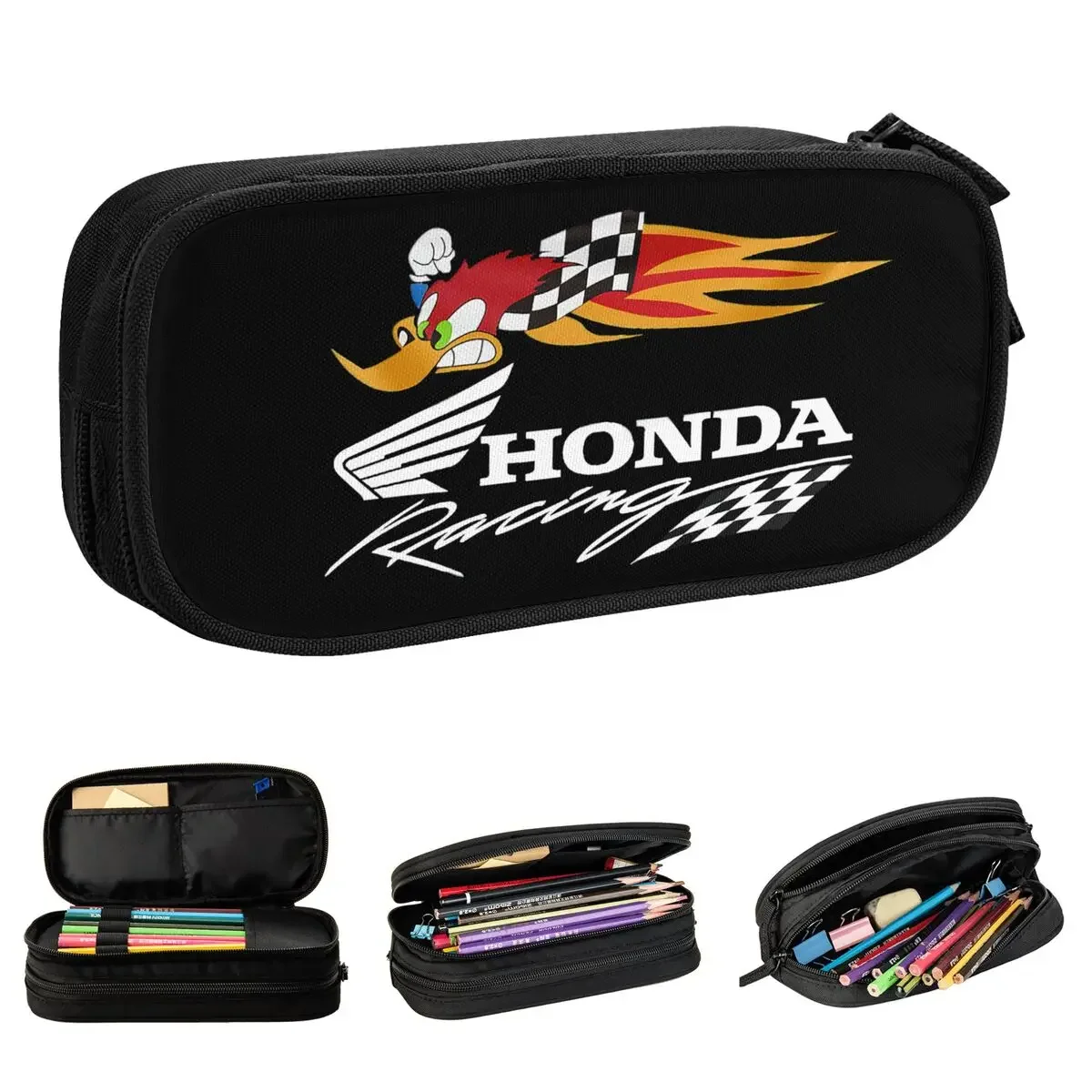 

Motorcycle Hondaed Motor Pencil Case Racing Pencilcases Pen for Girls Boys Big Capacity Bag Students School Gifts Stationery