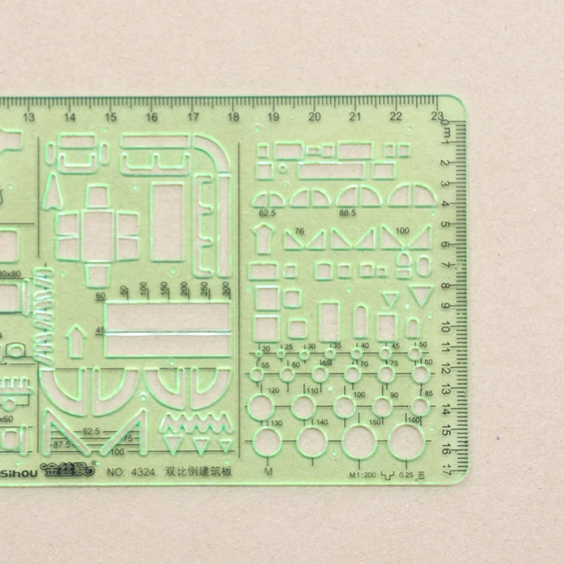 Imagem -06 - Double Scale Template Architect Combinação Stencil Multi Design Símbolos Desenho de Redação Técnica No.4323 4324 1:100 e 1:200