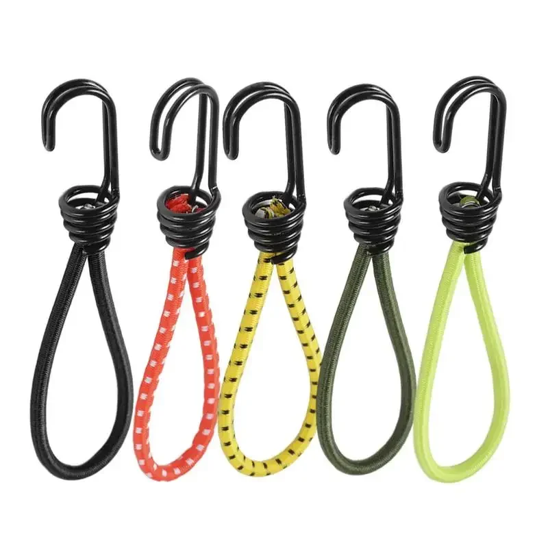 Bungee Cords with Hook Short Outdoor Elastic Camping Tarp Rope Lightweight Tarp Rope for Travel Hiking Climbing Portable Bungee