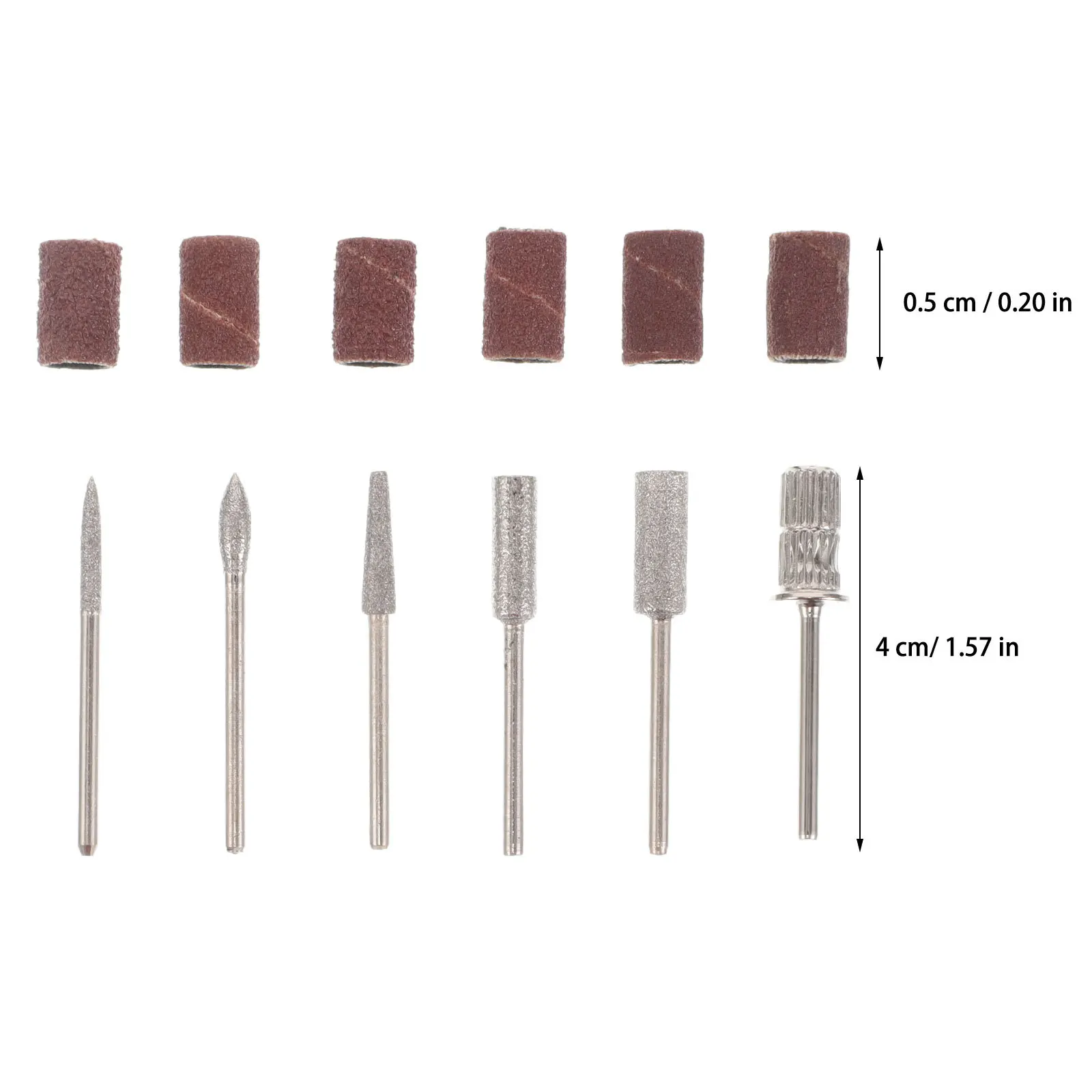 6Pcs Diamond Nail Bits Set Different Shapes Manicure Pedicure Drill Bits Grinding Polishing Electric File Sanding Bands