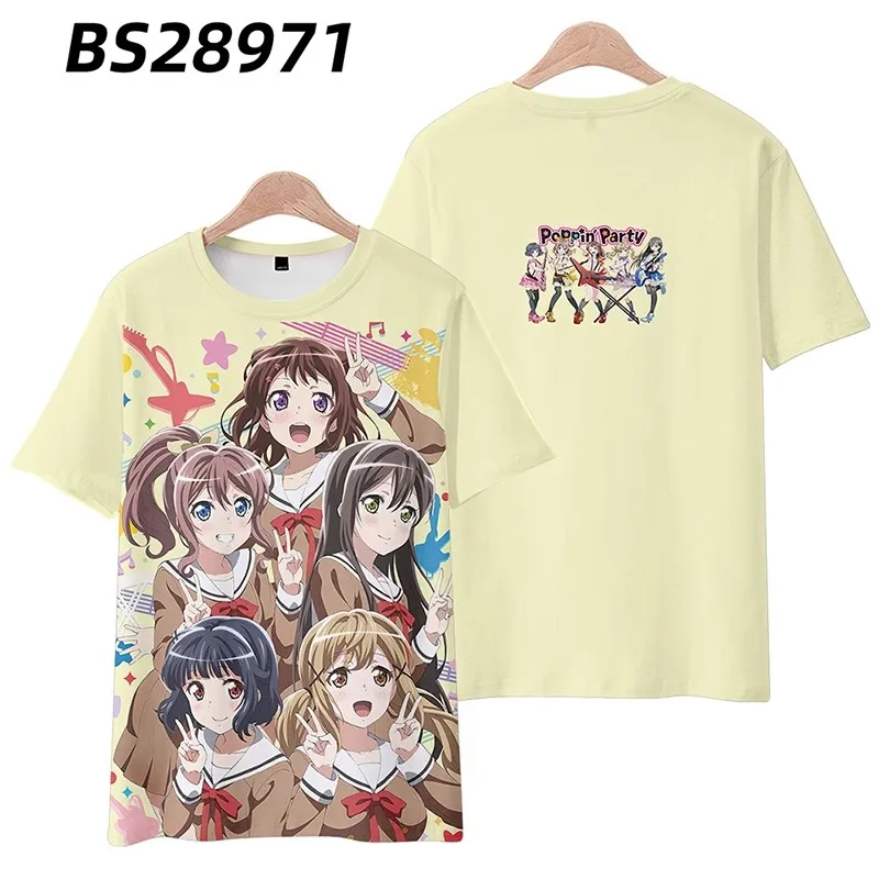 New Anime Band BanG Dream! Poppin\'Party 3D Printed t shirts Men Women Fashion Cartoon Tee Shirt Street Harajuku Short sleeve Top