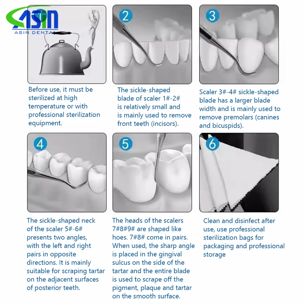 Zestaw instrumentów dentystycznych Skanery ręczne Czyszczenie dziąsełowe i periodontologiczne Skaler do kalkulacji dentystycznych Ćwiczący egzamin