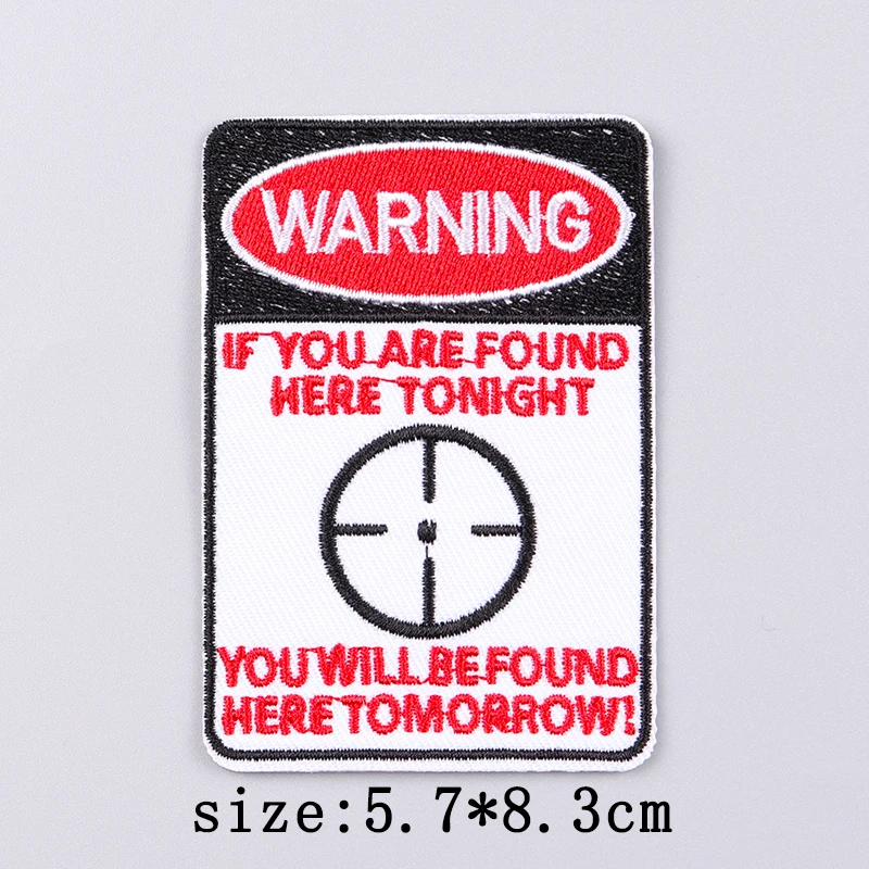 Warning Danger Embroidery Patches For Clothing Thermoadhesive Patches On Clothes Prohibition Sign Patch For Clothes Stickers