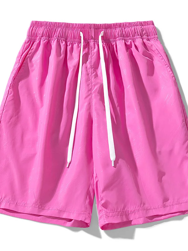 

New 2025 Men's ort Pants Summer Thin Ice Silk Loose Casual Sports Five-Point Beachwear Straight Leg Elastic Waist Casual Tr...