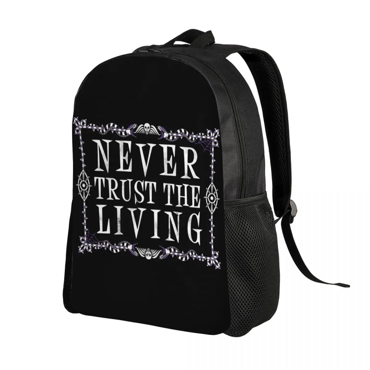 Never Trust The Living Backpack School College Student Bookbag Fits 15 Inch Laptop Goth Occult Halloween Witch Quote Bags