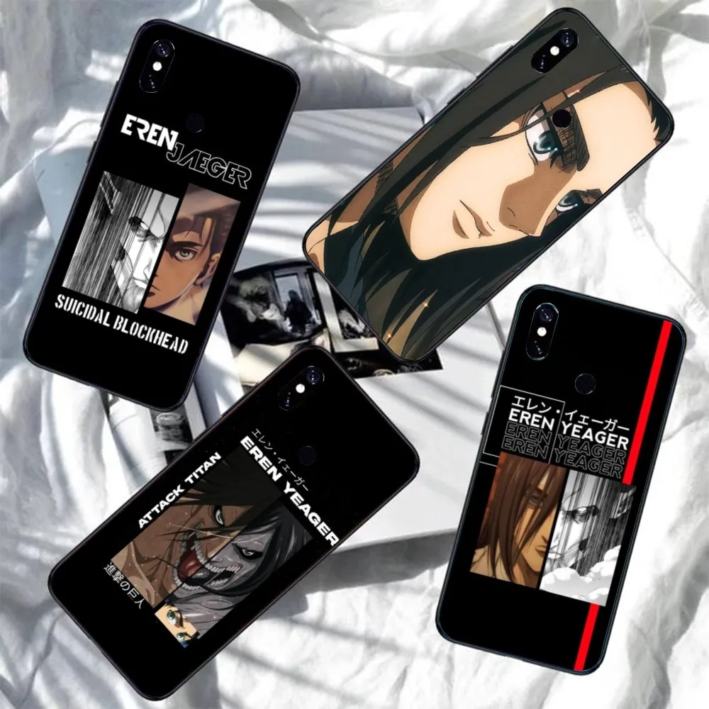 AOT Eren Jaeger Mobile Phone Case for Xiaomi Redmi Note 12 11 10 9T 8 7 Pro 9 9A 9C 8 Black Soft Phone Cover Funda