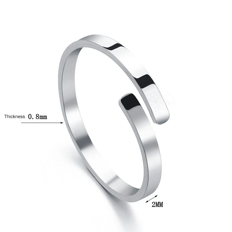 Fnixtar 20Pcs/Lot 2mm Thin Stainless Steel Rings Adjustable Fashion Simple Titanium Steel Ring for Women Girl Gifts Wholesale
