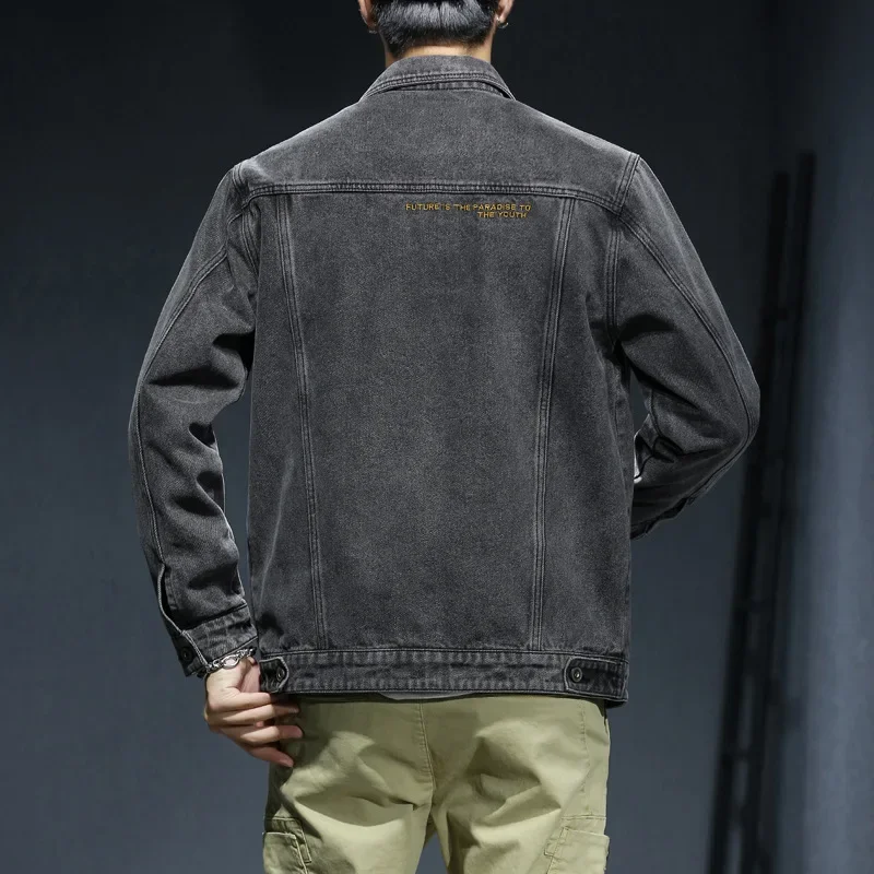 2023 New Autumn Men's Retro Gray Denim Jacket Fashion Casual Cotton Cowboy Coat Male Brand Clothes Plus Size 5XL 6XL 7XL