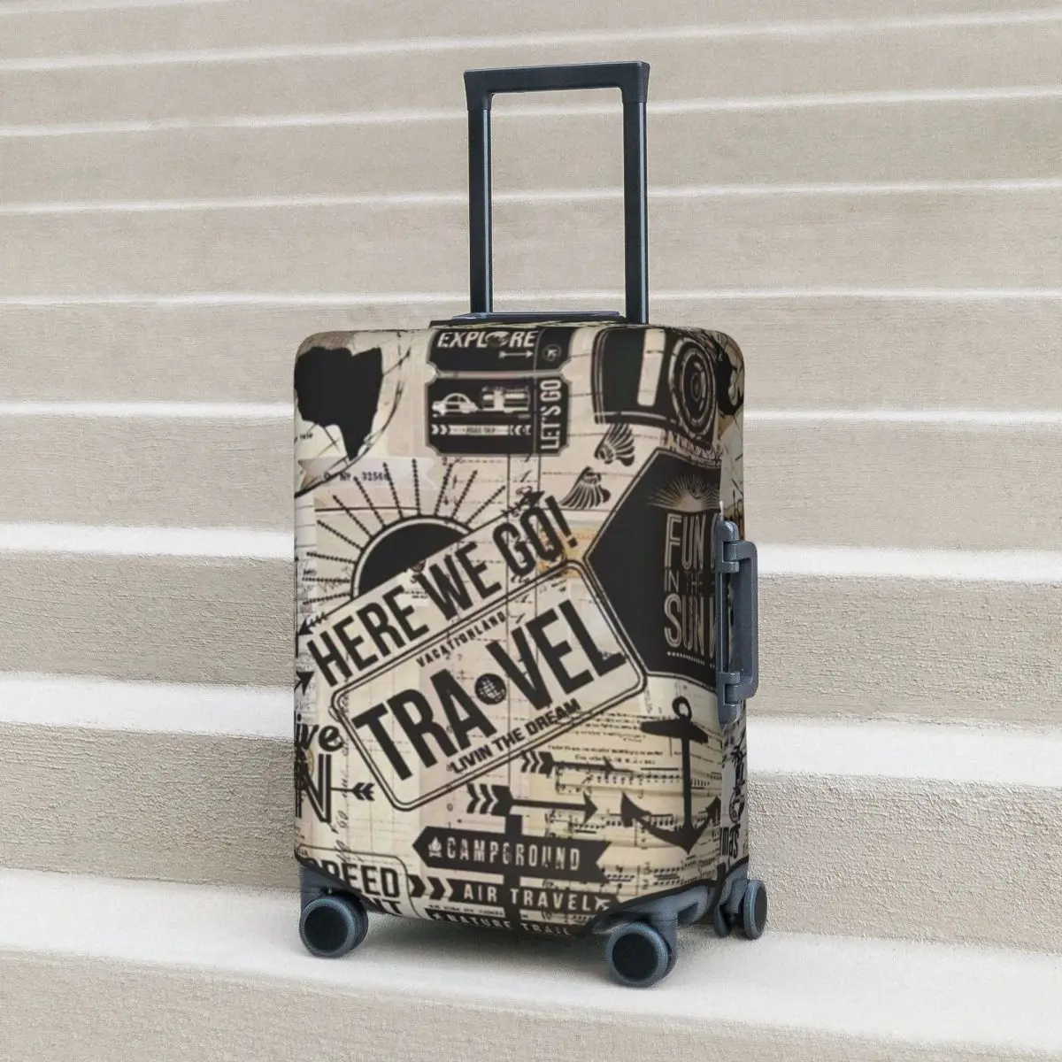 Travel City Doodle Suitcase Cover Vintage Elastic Cruise Trip Protector Luggage Accesories Vacation