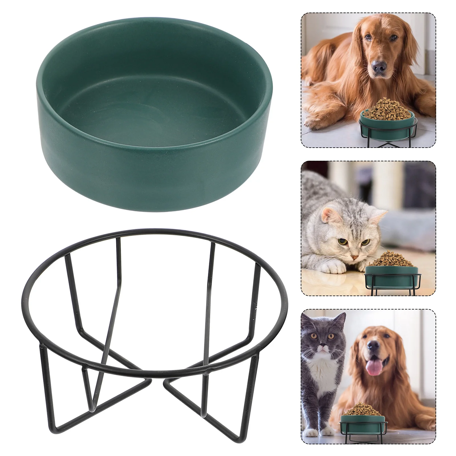 

1 set Dog Puppy Bowl With Stand Ceramic Pet Food Drinking Bowl Non-Slip Base For Puppy Kitten Feeder Hygienic Pet Supplies