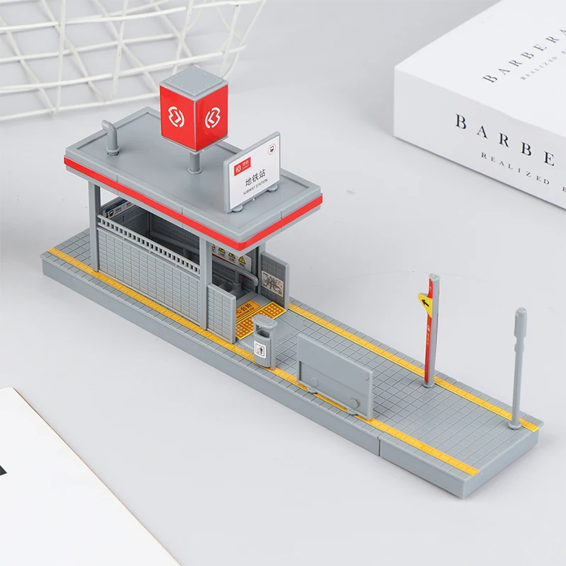 โมเดลสถานีรถไฟฟ้าใต้ดินขนาด 1:64 ชุดประกอบฉากสถาปัตยกรรม DIY แบบถอดประกอบได้ สำหรับตกแต่งฉากจำลองบนโต๊ะทราย