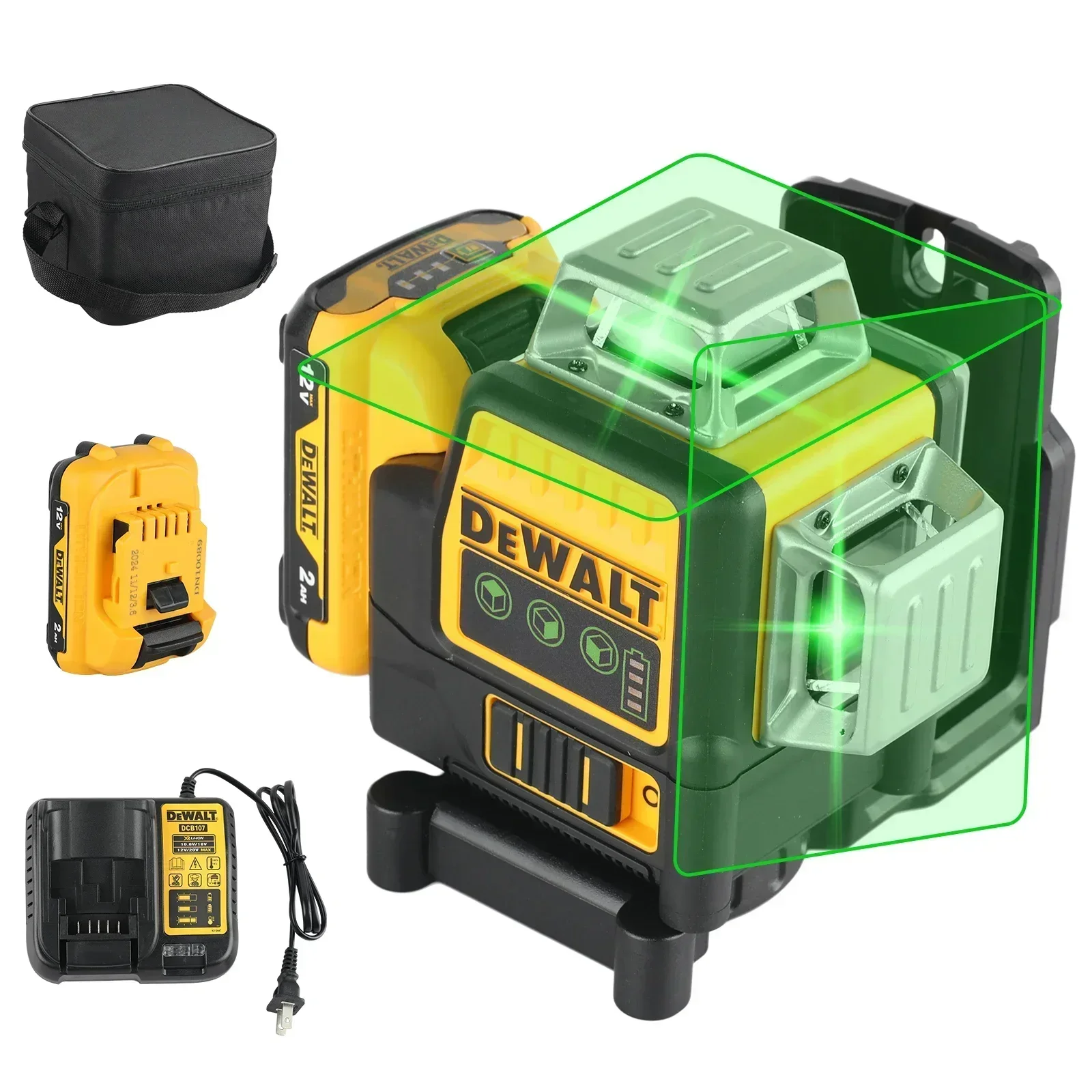 

2025 Dewalt DW089LG 12 Lines 3 Sides 360 Degree Vertical 12V Lithium Battery Laser Level Horizontal Green Meter Outdoor