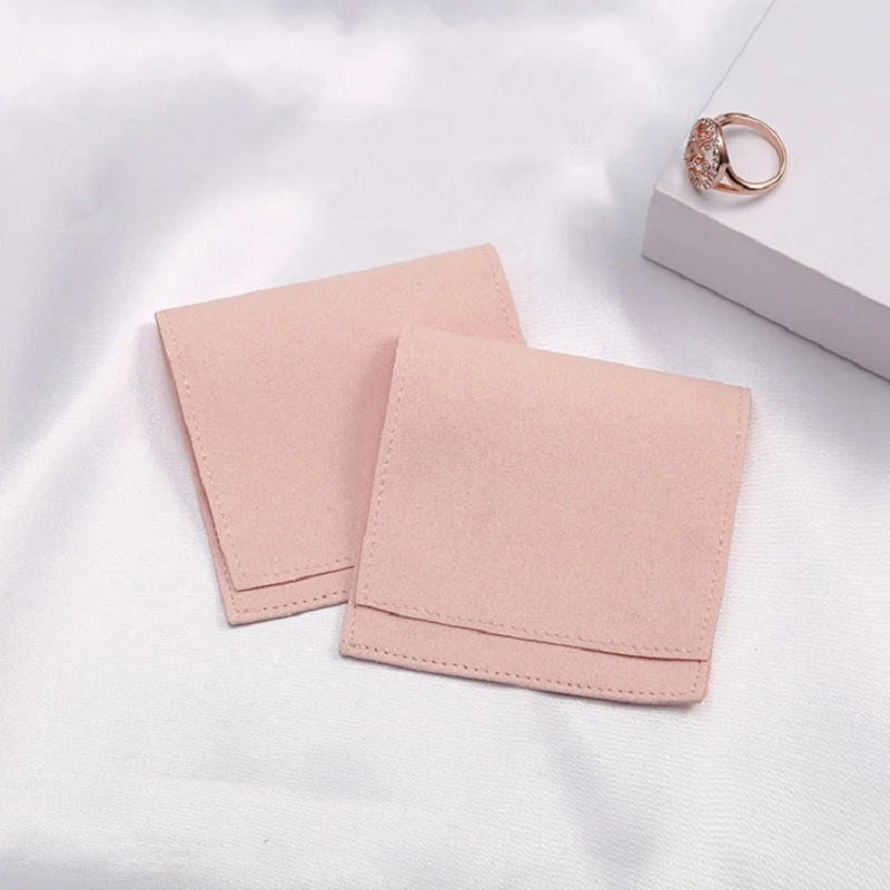 1Pcs/Lot 4 Sizes Colorful Suede Pouches Luxury Jewelry Bags Flaped Design Micro Fiber Packing Pouches Can Print Logo