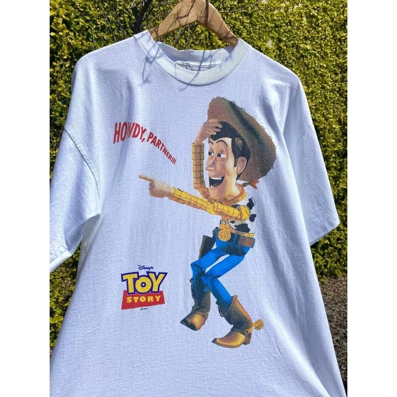 

Toy Story Vintage Shirt Toy Story Woody Print 2025 Fashion Summer T-shirt Men and Women with The Same Round Neck Short Sleeve