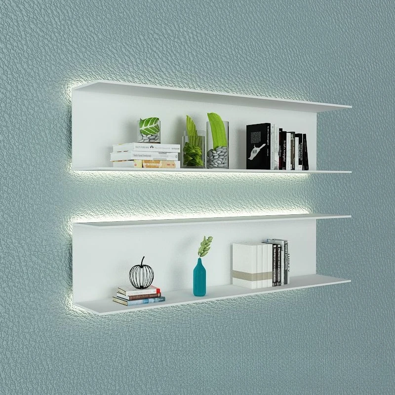 One word with lamp baffle living room display stand wrought iron wall hanging bookshelf LED laminate luminous upper wall decorat