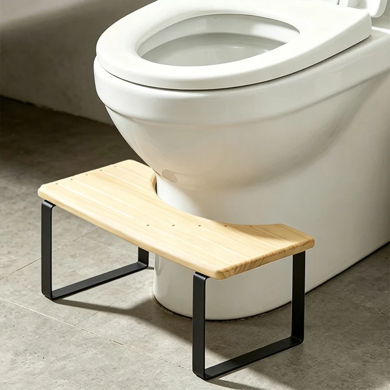 Bamboo Toilet Stool Anti-Slip Toilet Footrest Bathroom Squatting Stool Versatile Footstool Long-Lasting for Children  Iron Wood