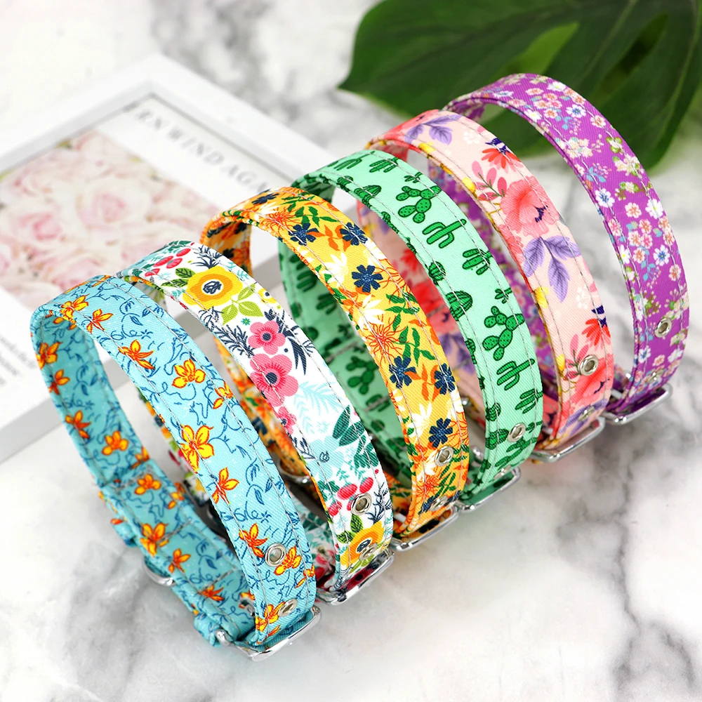 Bohemian Floral Pet Coleiras, Nylon Dog Collar, Moda Impresso, Estilo Nacional, Cachorro, Chihuahua, Pug, Dog Acessórios, 20 Estilos