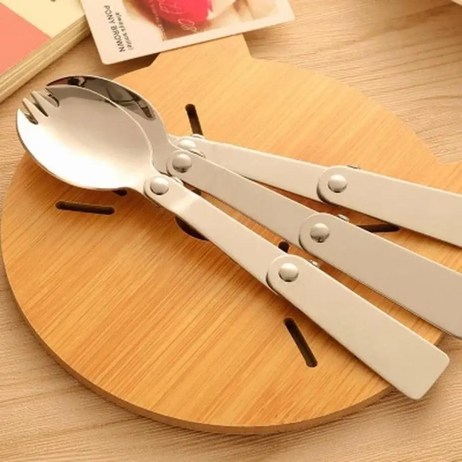 1 Pcs Outdoor Traveling Accessories Camping & Hiking Picnic Silver Spoons Fork Stainless Camping Equipment