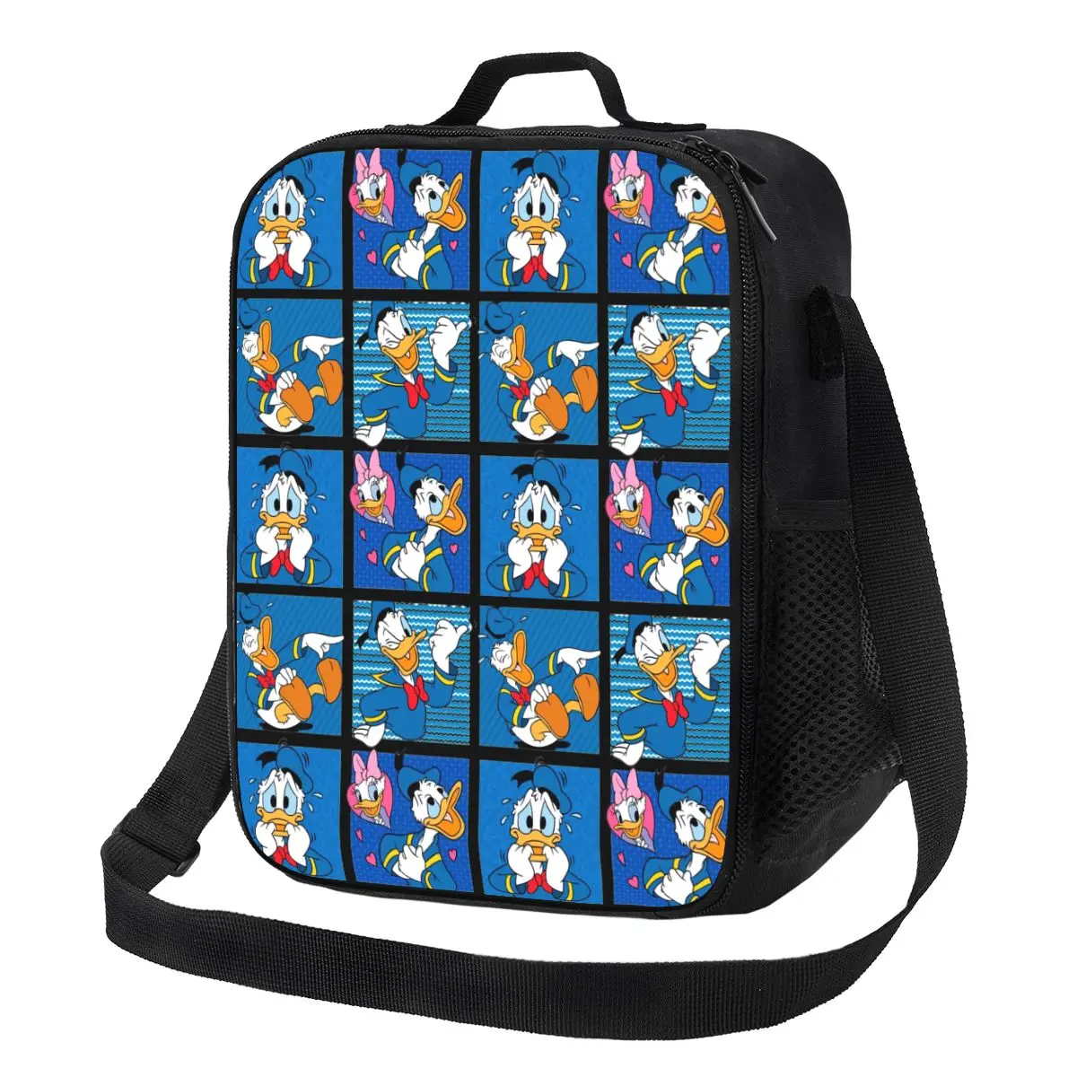 Custom Donald Duck Happy Faces Lunch Bag Women Cooler Warm Insulated Lunch Box for Student School