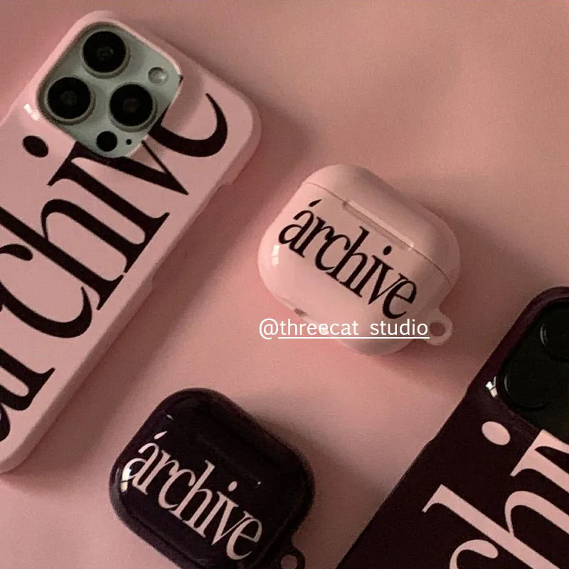 Korean ins Girl Pink archive English Text Earphones Case For AirPods 1 2 3 4 Pro / Pro2 Pro3 Transparent Soft Protective Cover