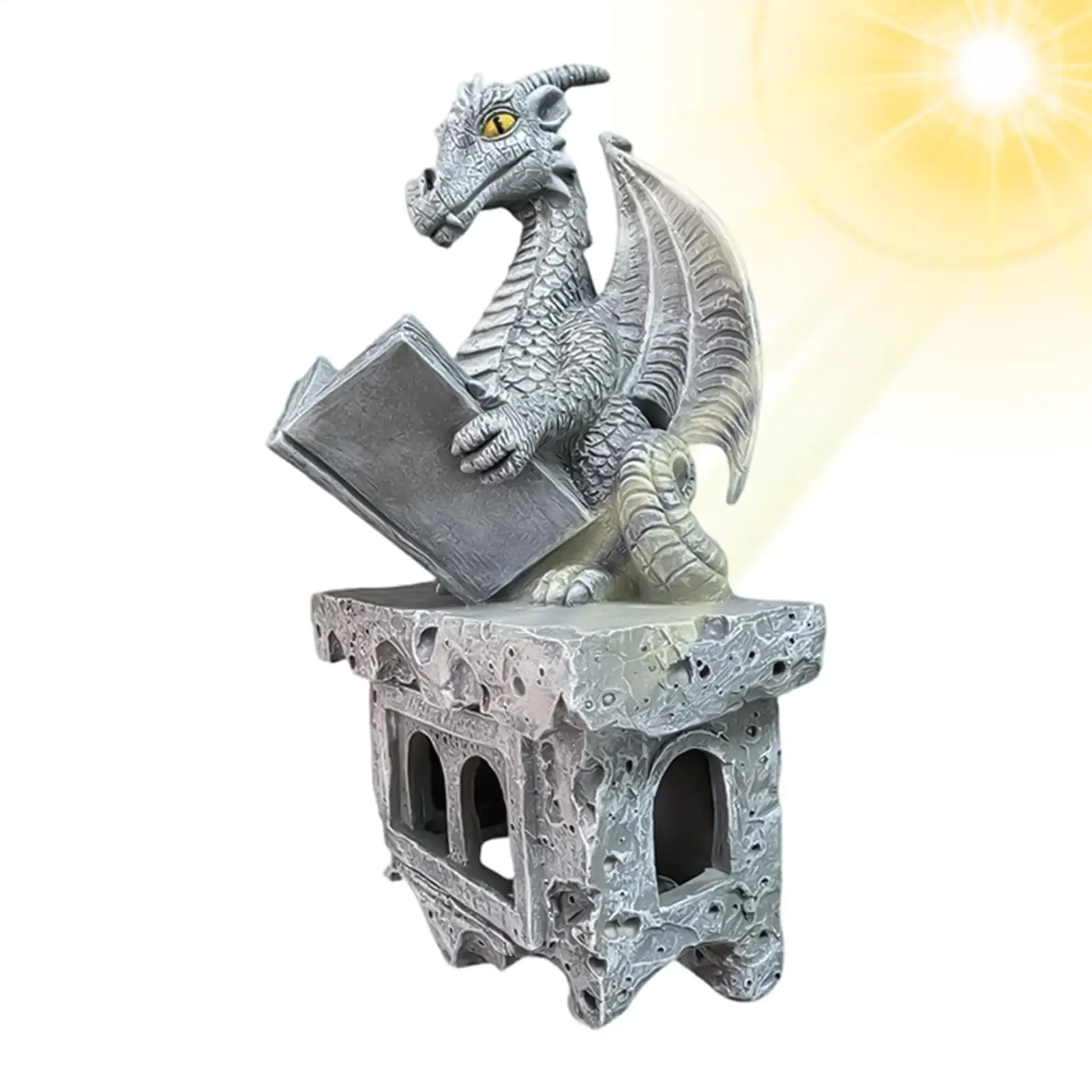 

Reading Book Dragon Solar Light Outdoor Wall Mounted Decorative Dragon Lamp Resin Dragon Lamp Decor For Porch Patio Yard Garden