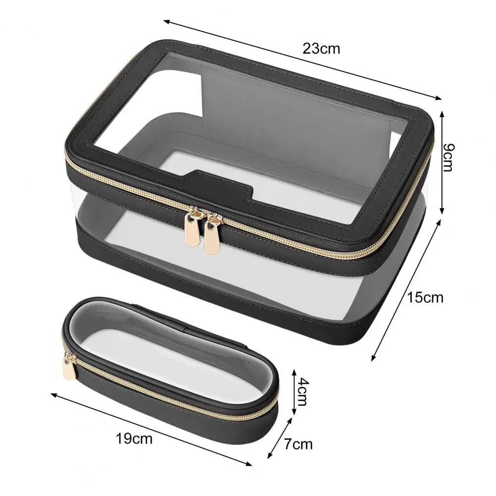 Travel Makeup Bag 2 Pcs Cosmetic Bags Set Waterproof Makeup Pouches with Zipper Closure Capacity Travel Organizer for Lipstick