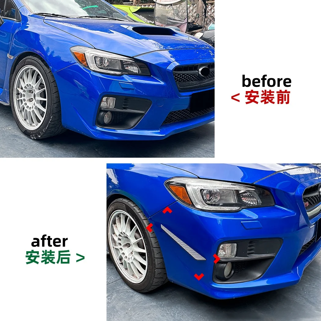 Car Front Bumper Side Splitter Spoiler Fog Lamp Side Spoiler Trim For Subaru WRX STI VA 2015-2021 Glossy Black