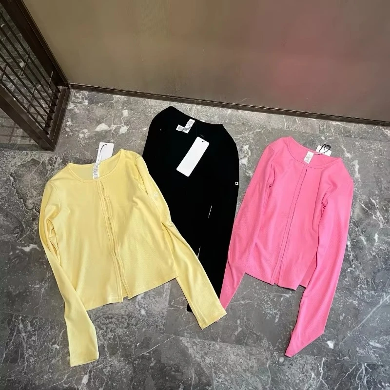 Autumn Cotton Long Sleeved T-shirt for Women Slim Thread Pilates Yoga Top Fashion High Street Hollowed-out Sports Women's Top