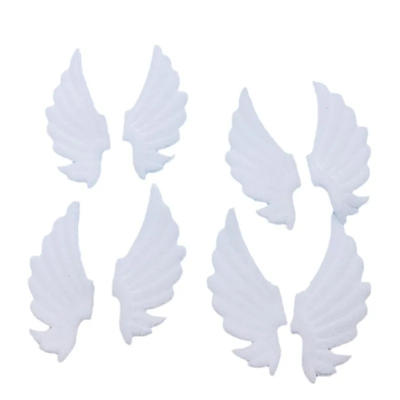 40 Stück, 7 x 3 cm, weiße, doppellagige Filz-Engelsflügel-Applikationen zum Aufnähen, geeignet für Kinder-Haarreifen, Haarspangen, Accessoires, Hüte und als Dekorationsaufnäher. – Detail 1