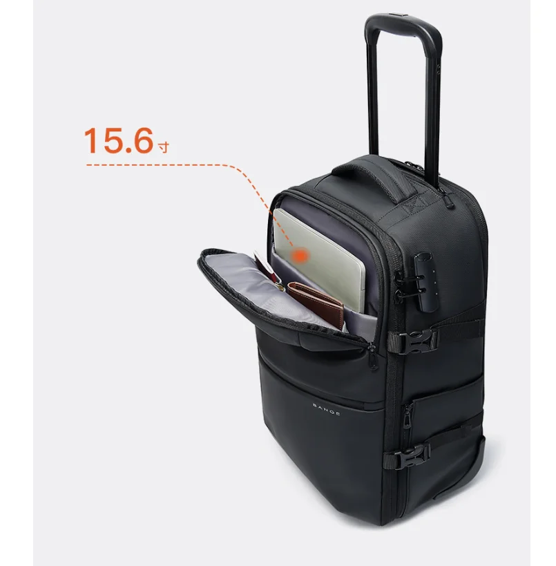 Men Rolling Carry on Backpack Laptop Compartment Trolley Backpack Bag Waterproof Backpack with Wheels Business and Travel Laptop