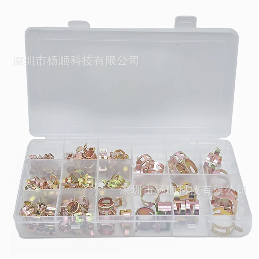115Pcs Boxed Color-plated Zinc Spring Japanese Clamp Hose Clamp Elastic Hoop 6-22mm Combination Set