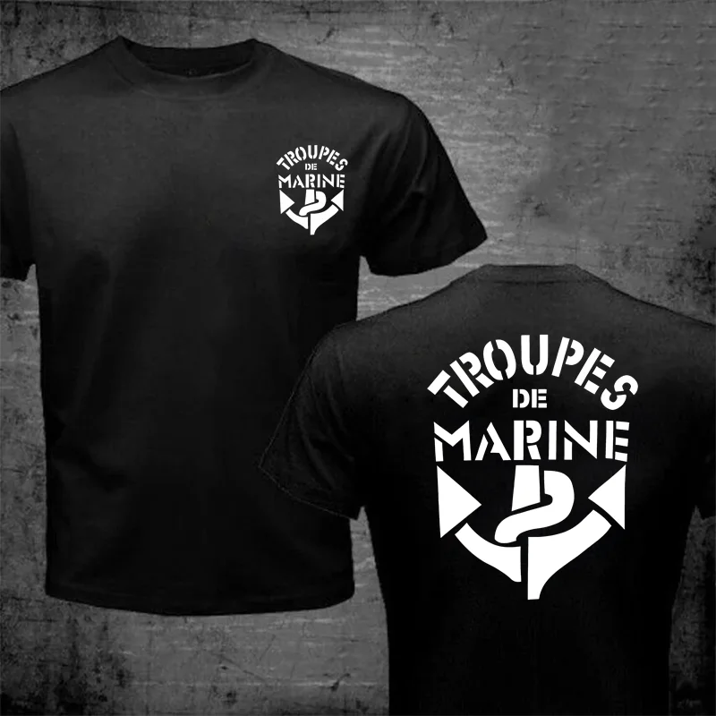 France Marine Troops French Colonial Troops T Shirt Men Marines Military Tactical Casual Mens T-Shirt Black Army Green Tee Shirt